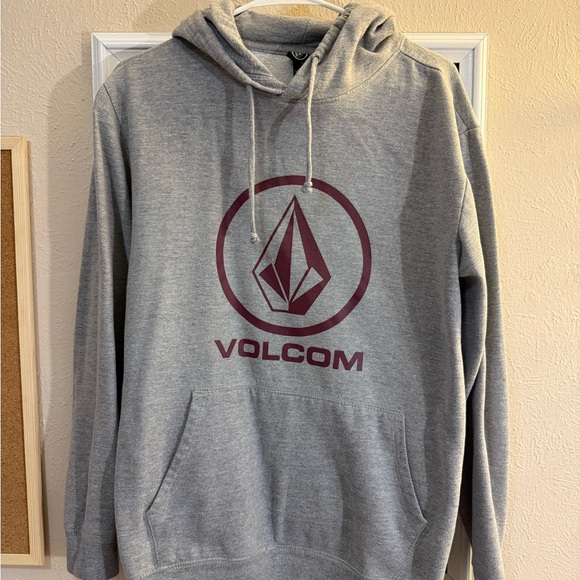 Volcom Gray and Maroon Logo Hoodie - Picture 1 of 2